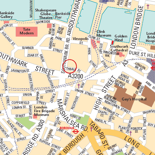 Detailed map of sofia-hotels-southwark-rose-hotel