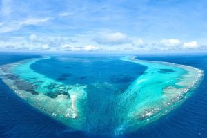 Въздушен изглед към остров Хуанян в Южнокитайско море