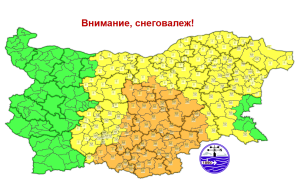НИМХ обяви жълт код за снеговалеж за община Русе на 21 февруари